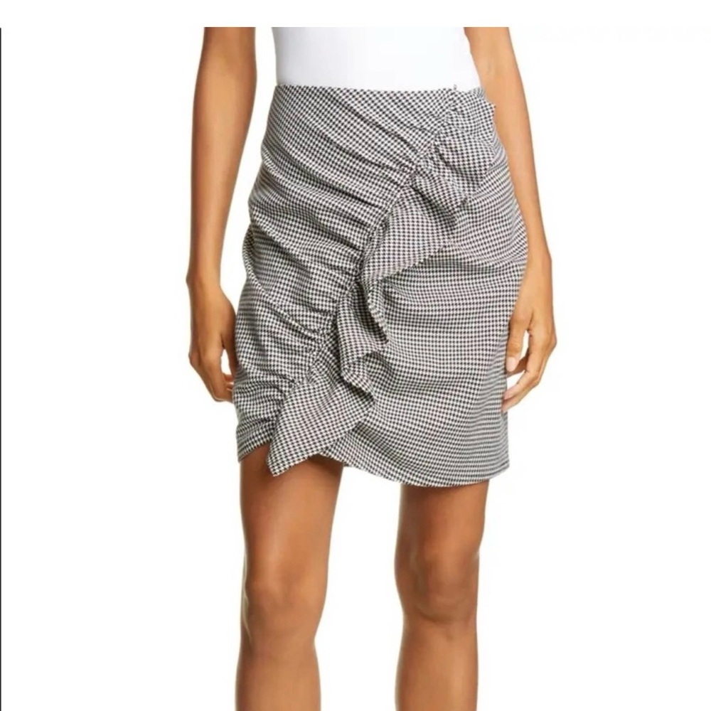 A.L.C. Jupiter Houndstooth Ruffle Black and White Mini Skirt size 10
